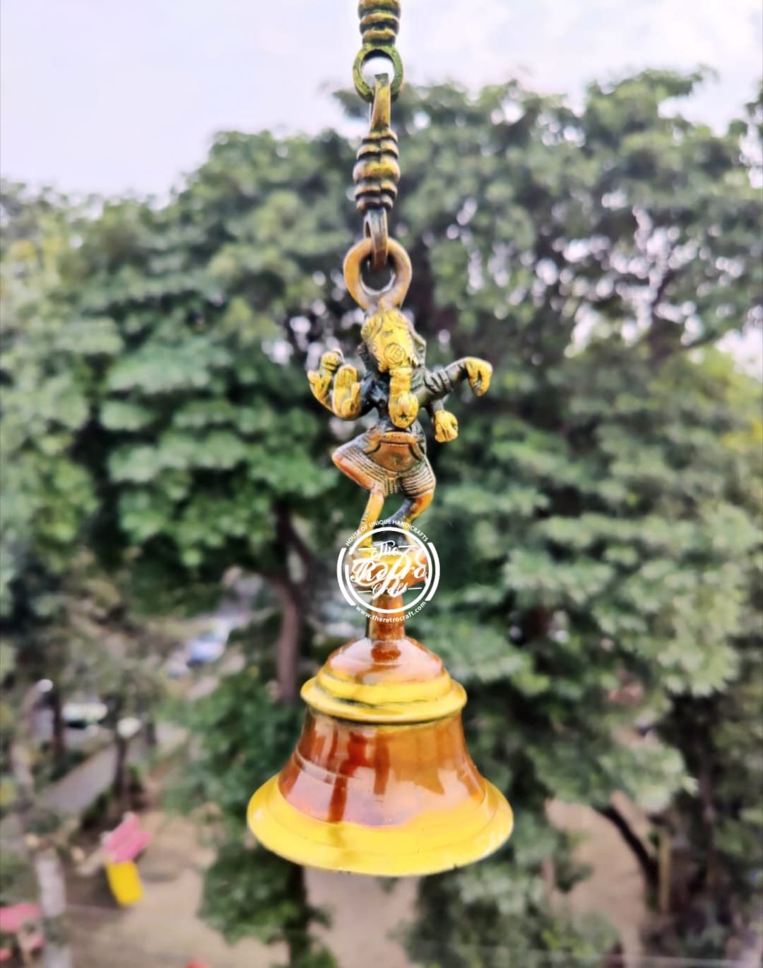 Brass Dancing Ganesha Hanging Bell