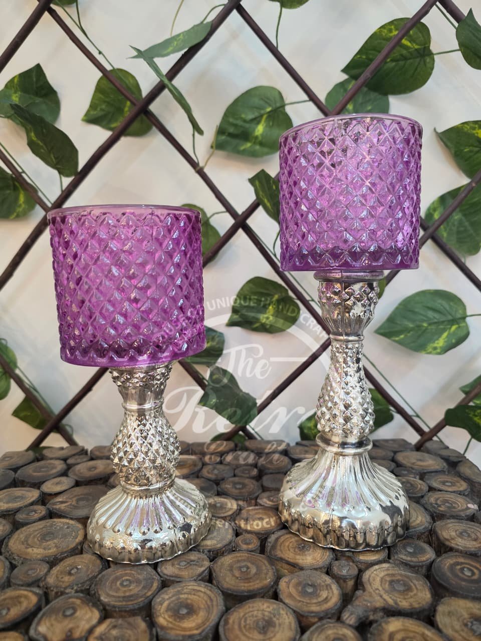 Vintage-Inspired Glass Pillar Candle Holder Set - Image 3