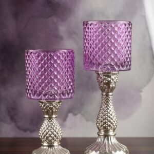 Vintage-Inspired Glass Pillar Candle Holder Set