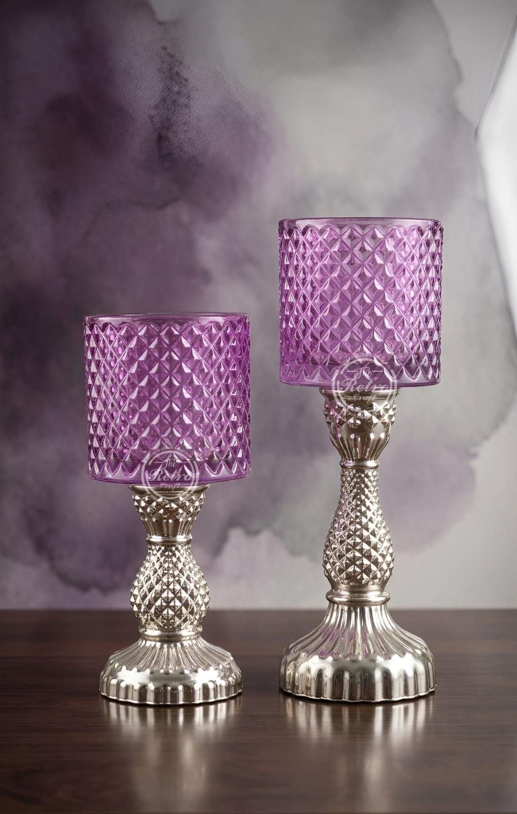 Vintage-Inspired Glass Pillar Candle Holder Set