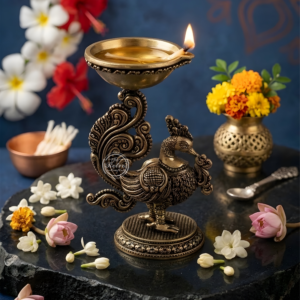 Peacock Lamp In Fine Brass- Pack of 2