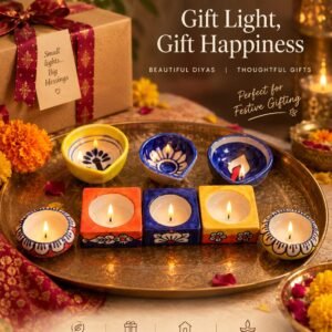 Handcrafted Ceramic Diyas – Set of 10